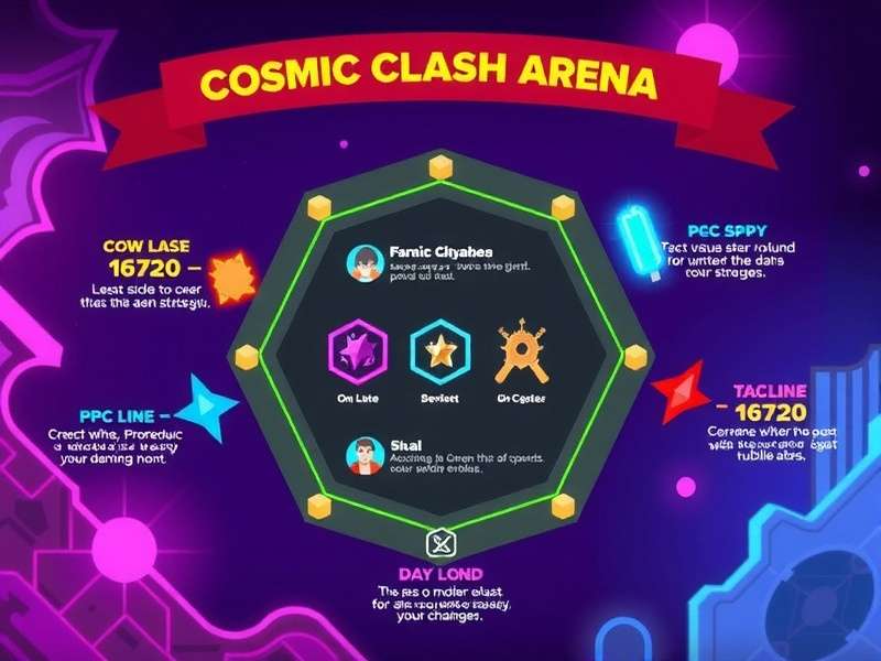 Top strategies for Cosmic Clash Arena Infographic showing Cosmic Clash Arena strategies