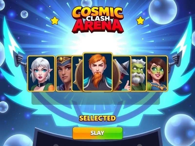 Choose your warrior in Cosmic Clash Arena Cosmic Clash Arena character selection screen