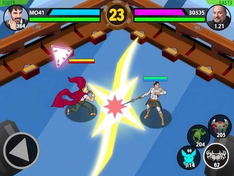 Intense battle in Cosmic Clash Arena Cosmic Clash Arena gameplay screenshot showing two characters fighting